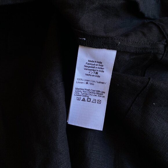 J.Crew 100% Linen Tunic Midi Dress Black Short Button Up Size XS Side Pockets - Picture 4 of 9